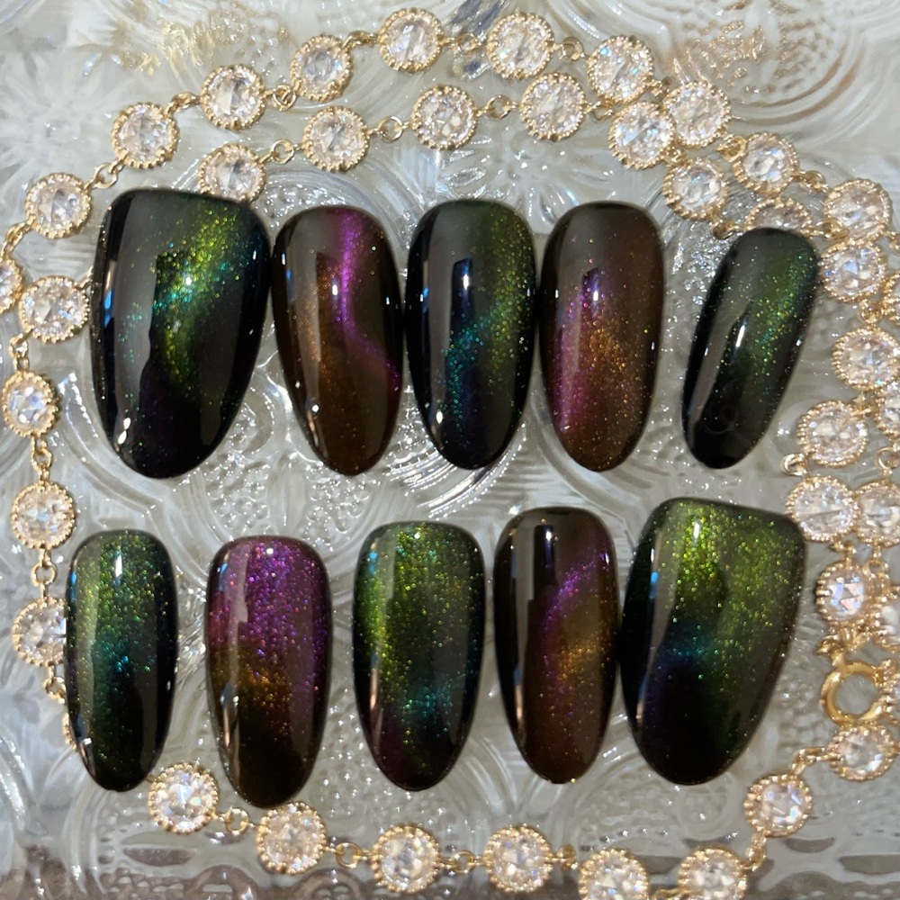 NEW handmade reusable Multicolor Glitter Press-On Nails size S